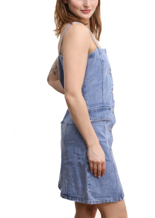 Denim riflove mini šaty na ramienka blue letne