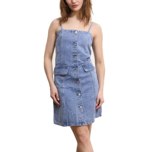 Denim riflove mini šaty na ramienka blue letne
