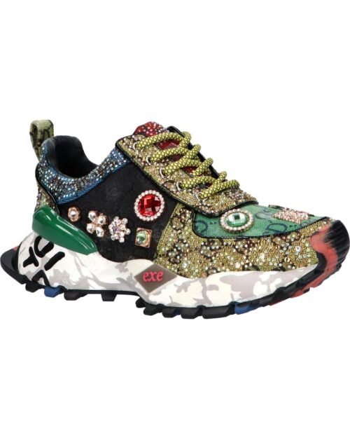 EXE Dámske luxusne tenisky Trainers SY24-6 LEATHER GREEN BLACK - Image 5