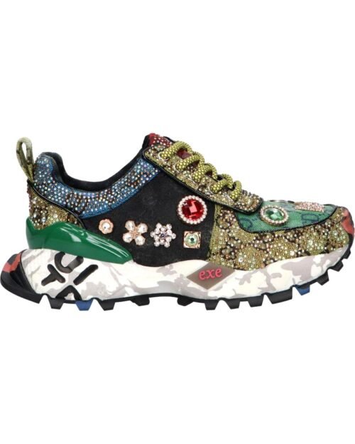 EXE Dámske luxusne tenisky Trainers SY24-6 LEATHER GREEN BLACK