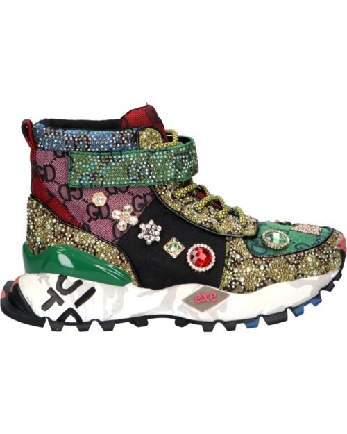 EXE Dámske luxusne tenisky Trainers SY24-7 LEATHER GREEN BLACK