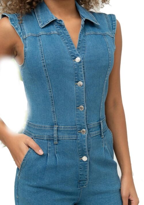 Dámsky overal šortky jeans denim jumpsuit fashion - Image 2