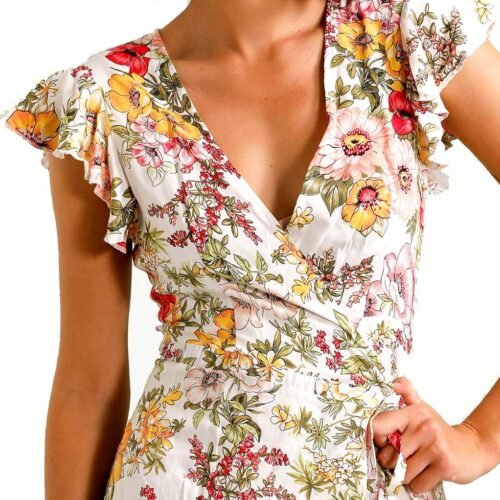 Damske letne maxi šaty kvetinove floral dress s volanmi