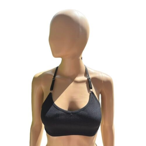Dámsky top tričko basic crop s cipkou black cierny