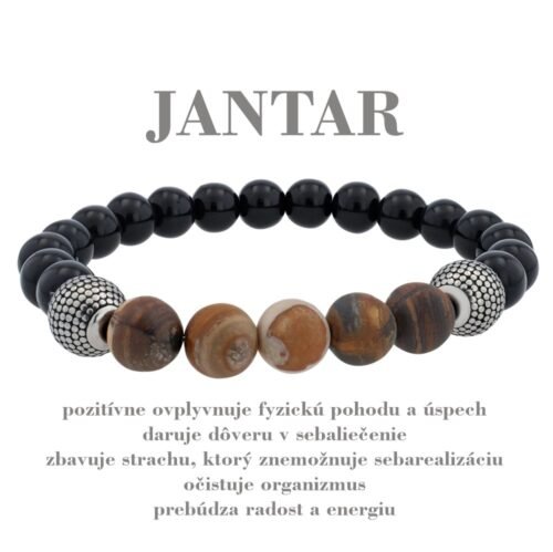 OCEL guličkový náramok prírodný kameň ONYX Jantar