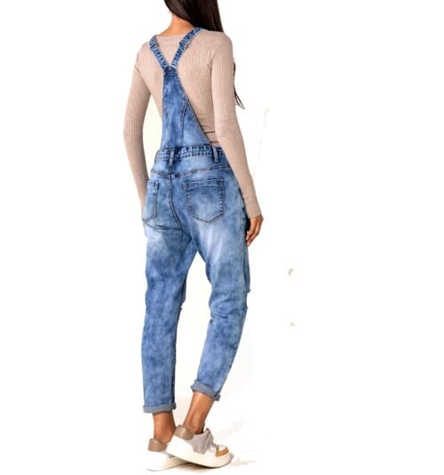 Dámsky overal rifľový rifle na traky jumpsuit jeans blue - Image 2