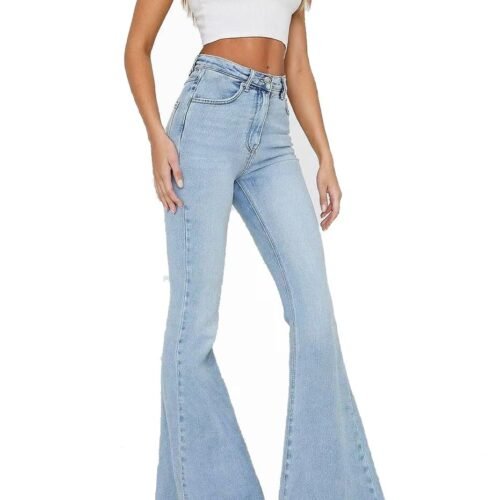 Dámske rifle Zvonove džínsy s vysokým pásom bootcut blue
