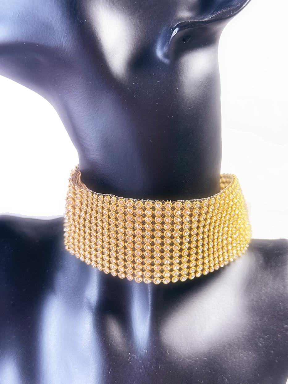 NÁHRDELNÍK CHOKER STRASS CRYSTAL GOLD SPOLOCENSKY PARTY 3 Náhrdelník choker strass Crystal Gold spolocensky party – Obrázok 2