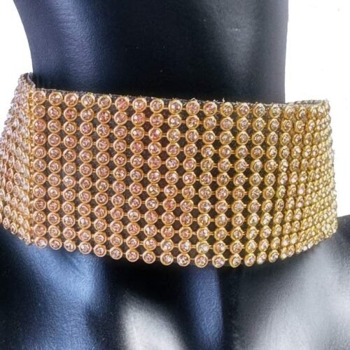 NÁHRDELNÍK CHOKER STRASS CRYSTAL GOLD SPOLOCENSKY PARTY 6 Náhrdelník choker strass Crystal Gold spolocensky