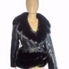 Dámska kožená bunda cierna s kozusinou kožušina black