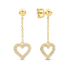 ZLATO Dámske visiace náušnice srdce zirkóny zlate 585/000