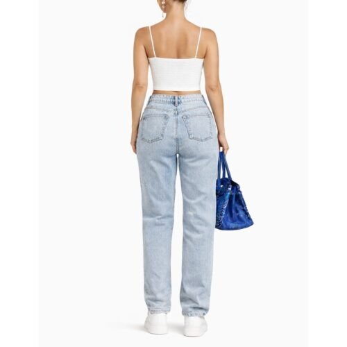 Dámske regular fit rifle blue denim jeans pearls