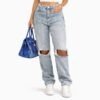 Dámske regular fit rifle blue denim jeans pearls