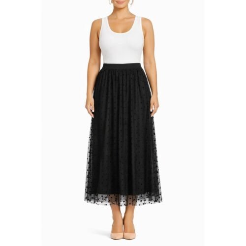 maxi sukňa tylova s čiernymi bodkami - Tyl black