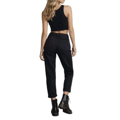 Dámske cierne rifle derave straight ripped black