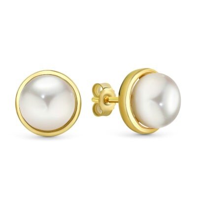 Náušnice s kultivovanou sladkovodnou perlou 8,5-9 mm, zlato 333