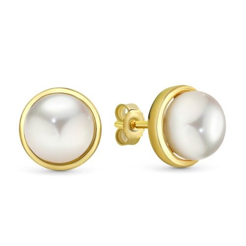 Náušnice s kultivovanou sladkovodnou perlou 8,5-9 mm, zlato 333