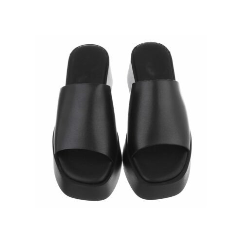 Damske klinove sandále slapky na platforme cierne