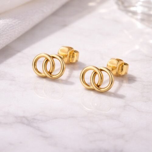 ZLATO Dámske Zlaté náušnice dvojite kruhy 585/000