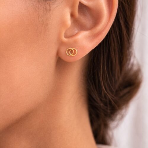 Alternative view of ZLATO Dámske Zlaté náušnice dvojite kruhy 585/000