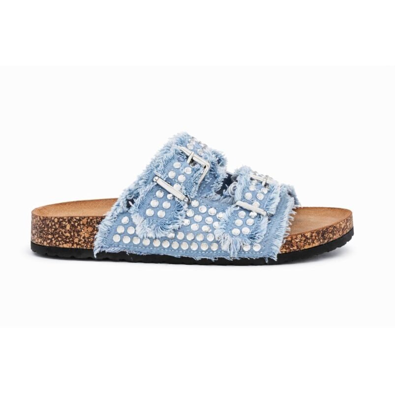 Dámske riflove slapky mules nízke sandále denim