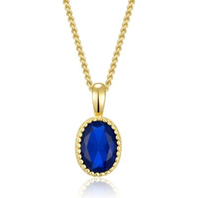 STRIEBRO Náhrdelník s príveskom so zirkónom London Blue 925 pozlátené