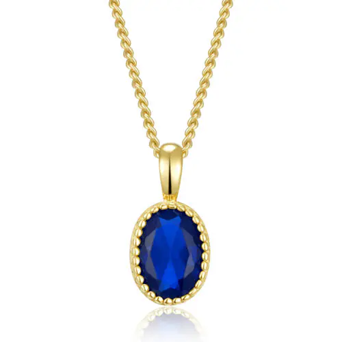 STRIEBRO Náhrdelník s príveskom so zirkónom London Blue 925 pozlátené