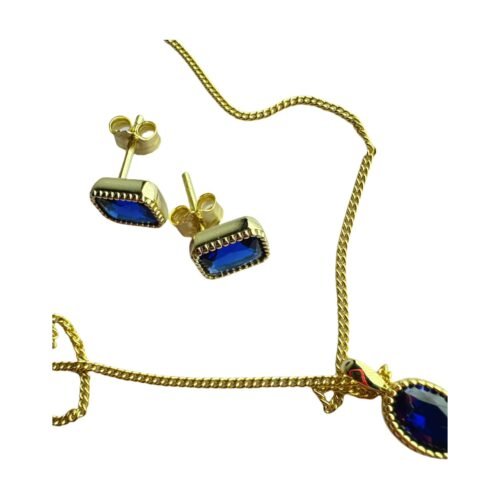 STRIEBRO Náhrdelník s príveskom so zirkónom London Blue 925 pozlátené
