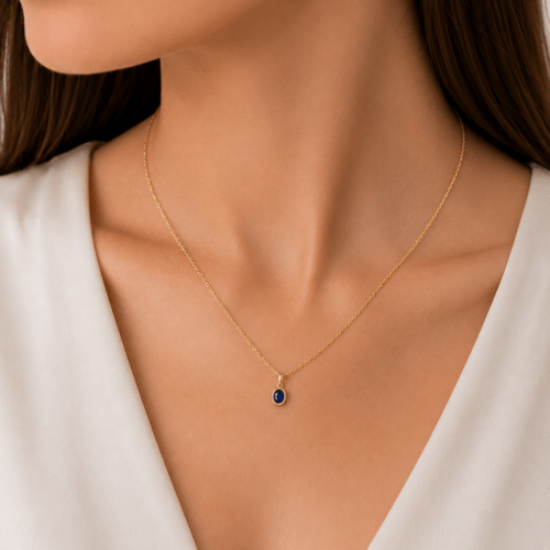 STRIEBRO Náhrdelník s príveskom so zirkónom London Blue 925 pozlátené