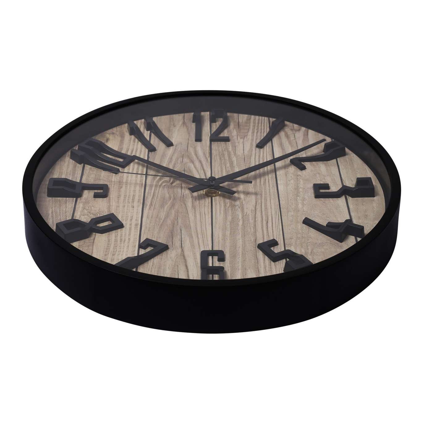 Nástenné hodiny moderne Ø 30cm čierno-hnede vzhľad dreva 4 Nástenné hodiny moderne Ø 30cm čierno-hnede vzhľad dreva – Obrázok 3