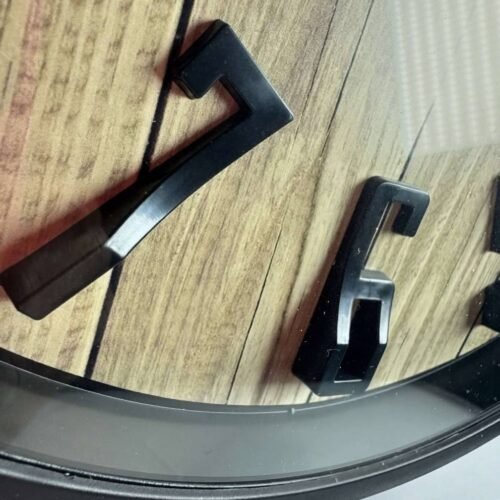 Nástenné hodiny moderne Ø 30cm čierno-hnede vzhľad dreva 9 hodiny nastenne 30 cm wood efekt black elegance warm 1