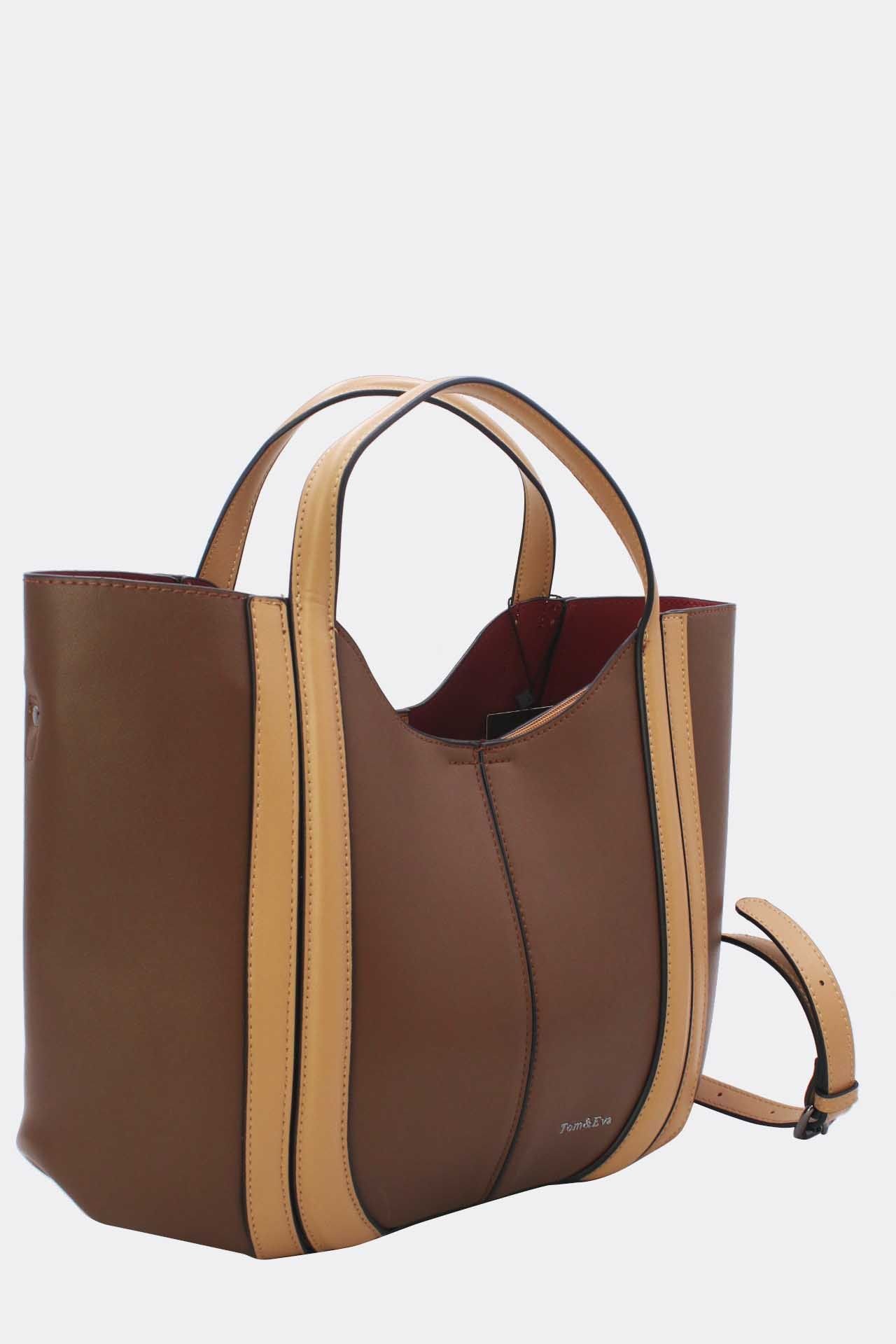 FRANCE KABELKA CHIC LEATHER EFFECT HANDBAG 6374 COFFEE APRICOT 3 FRANCE Kabelka Chic Leather Effect Handbag