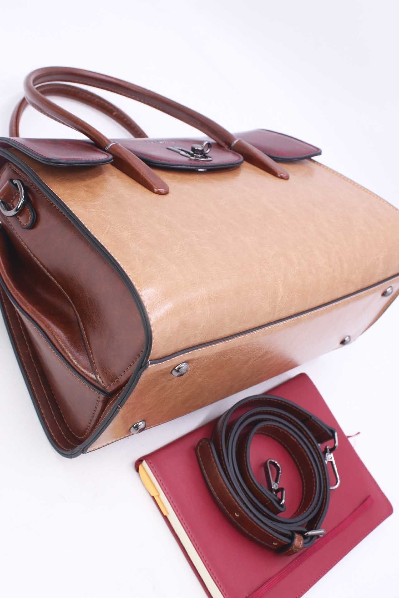 FRANCE VINTAGE STYLE LEATHER EFFECT KABELKA 5866 APRICOT COFFEE 4 FRANCE Vintage Style Leather Effect Kabelka