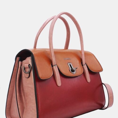 Alternative view of FRANCE Vintage Style Leather Effect Handbag 5866 Burgundy Pink