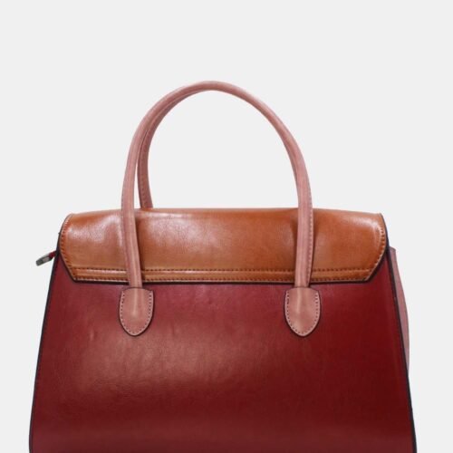 FRANCE VINTAGE STYLE LEATHER EFFECT HANDBAG 5866 BURGUNDY PINK 9 FRANCE Vintage Style Leather Effect Handbag 5866 Burgundy Pink – Obrázok 4