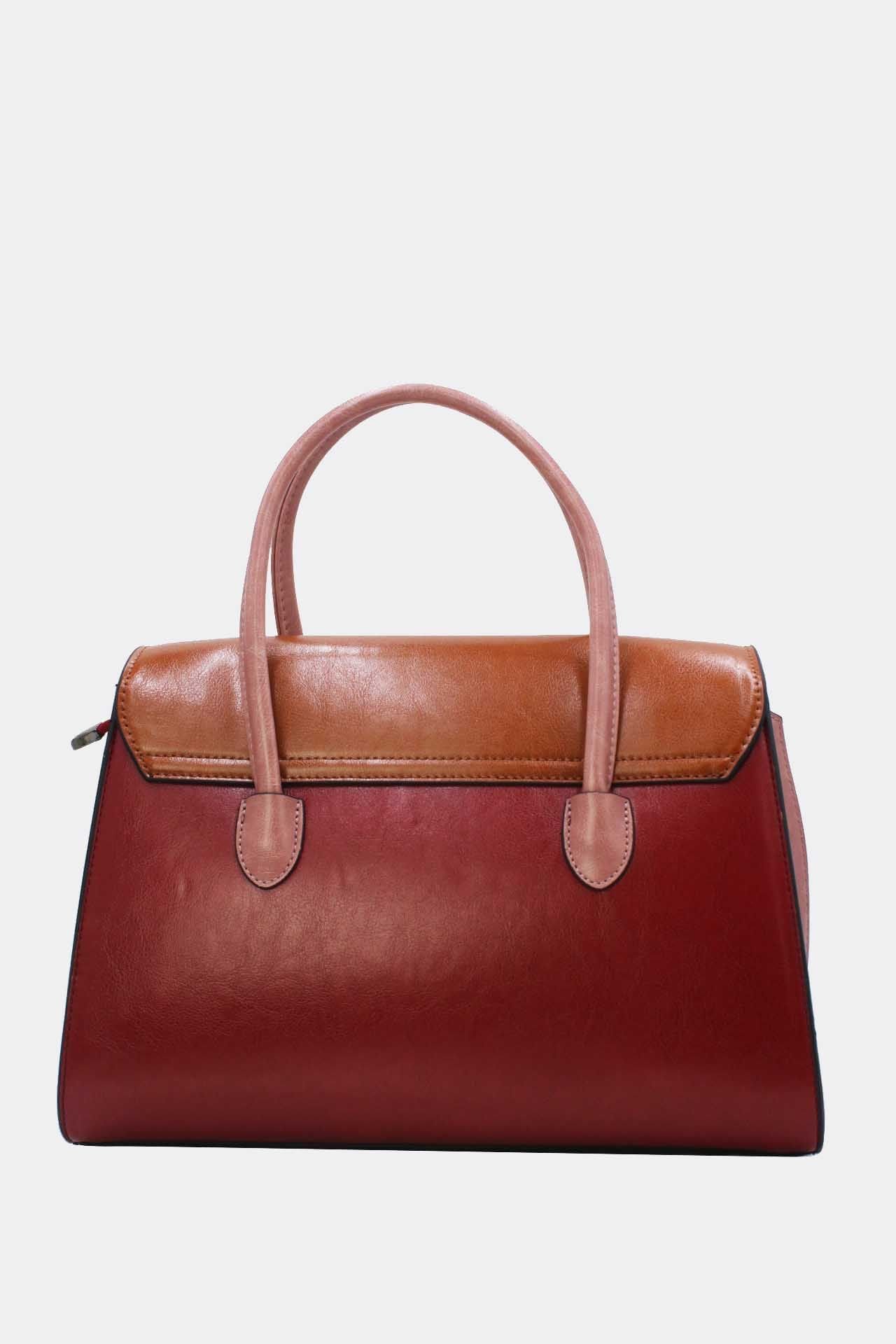 FRANCE VINTAGE STYLE LEATHER EFFECT HANDBAG 5866 BURGUNDY PINK 5 FRANCE Vintage Style Leather Effect Handbag 5866 Burgundy Pink – Obrázok 4