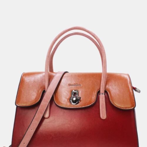 FRANCE VINTAGE STYLE LEATHER EFFECT HANDBAG 5866 BURGUNDY PINK 10 FRANCE Vintage Style Leather Effect Handbag 5866 Burgundy Pink