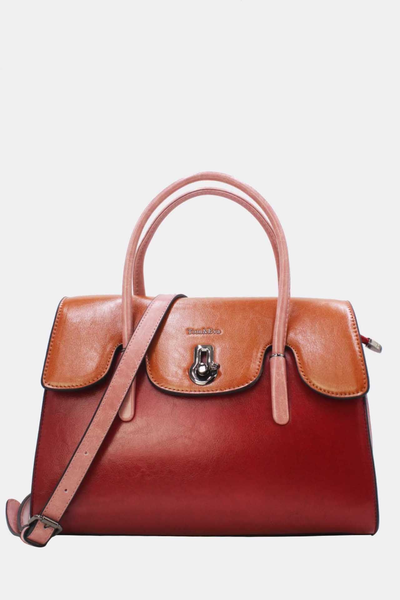 FRANCE VINTAGE STYLE LEATHER EFFECT HANDBAG 5866 BURGUNDY PINK 6 FRANCE Vintage Style Leather Effect Handbag 5866 Burgundy Pink