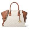 Michael Kors Avril Large Logo Satchel Crossbody Vanilla Brown