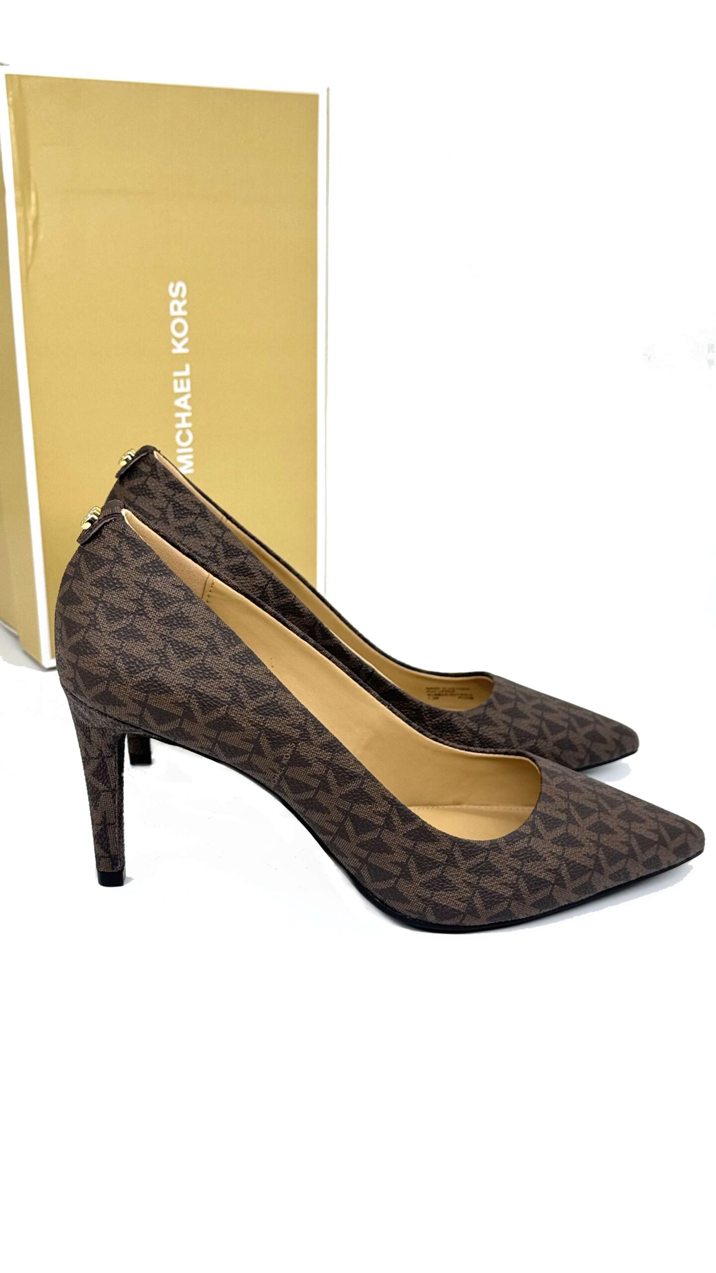MICHAEL KORS LODICKY DOROTHY MONOGRAM PUMP BROWN 1 MICHAEL KORS Lodicky Dorothy Monogram Pump Brown