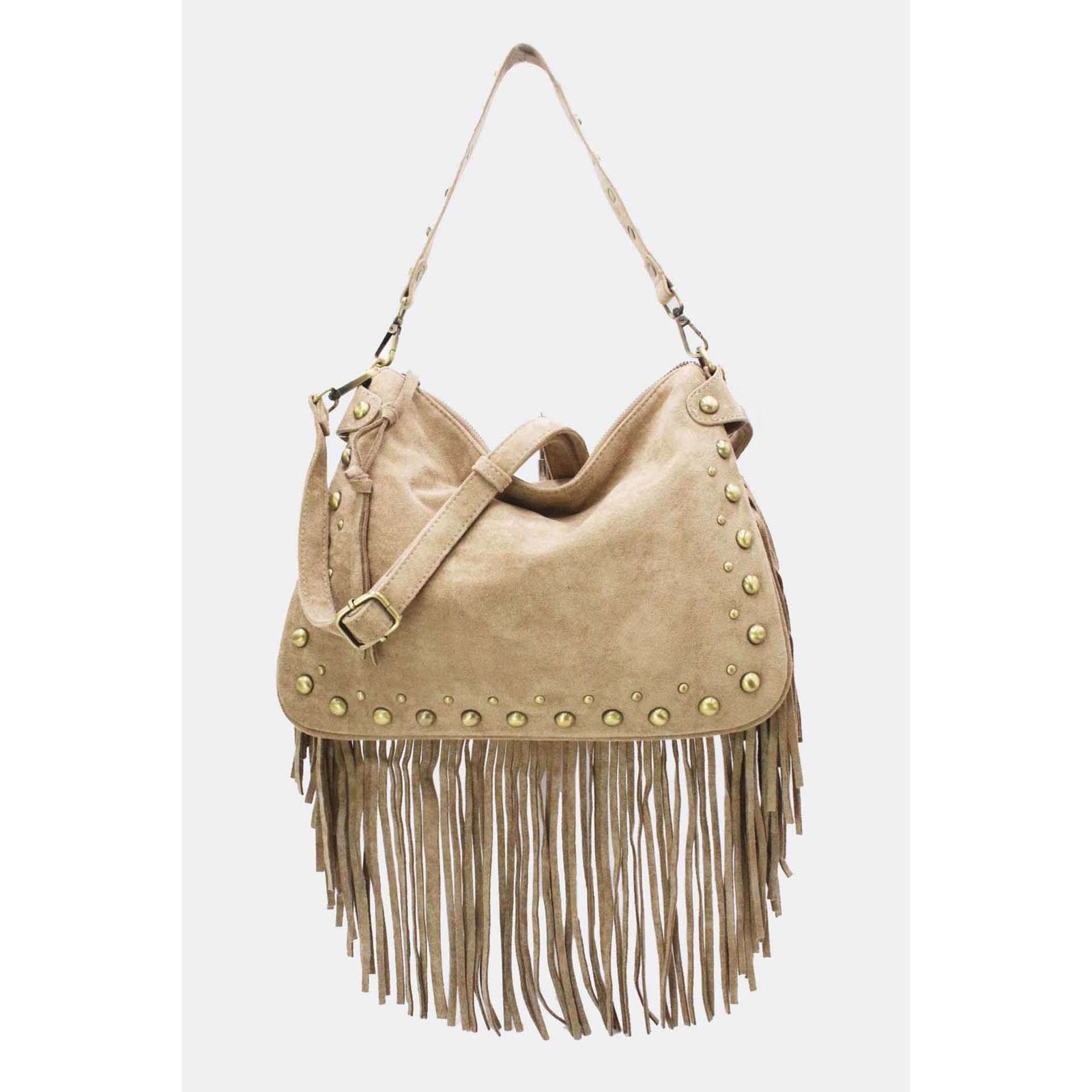 FRANCE Taška kabelka Messenger so strapcami Zamatová 6178 Bone 3 FRANCE Taška kabelka Messenger so strapcami Zamatová 6178 Bone