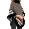 Dámske poncho s kožušinou ponco vzorovane 8015