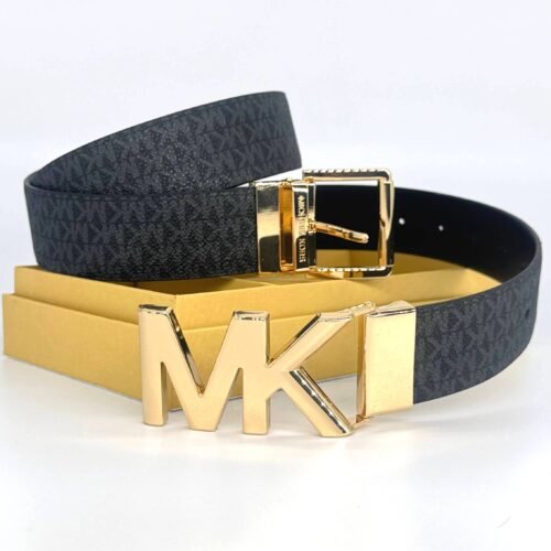 MICHAEL KORS MK Opasok Logo Buckle Belt Black