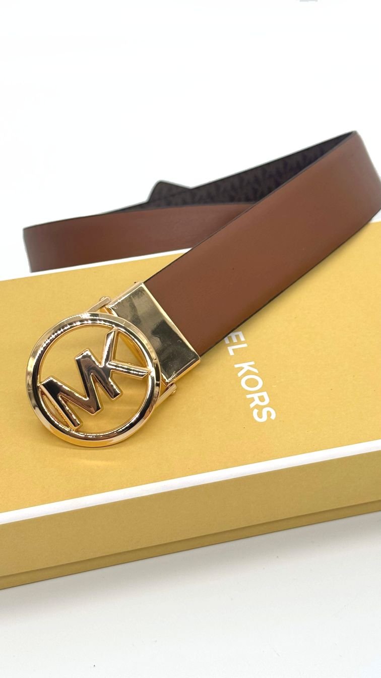 MICHAEL KORS MK LOGO BUCKLE BELT BROWN REVERSIBLE OPASOK 2 MICHAEL KORS MK Logo Buckle Belt Brown reversible opasok – Obrázok 2